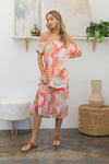 Sew In Love Full Size Printed Side Slit Midi Dress Coral Pink Casual Dresses - Tophatter Daily Deals