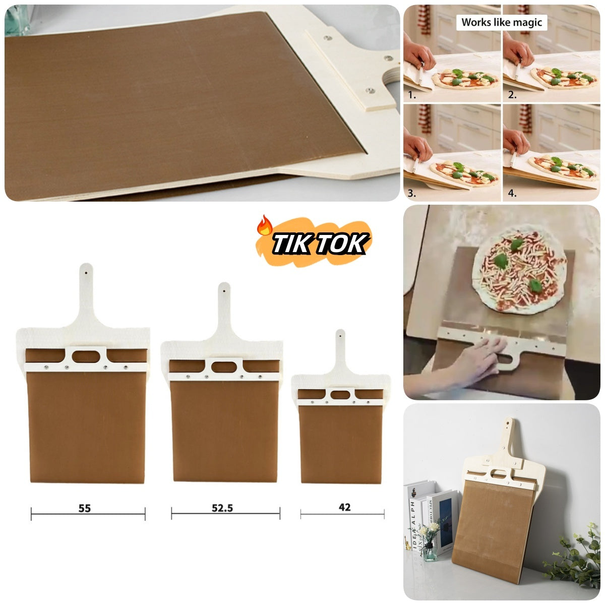 3 Sizes Sliding Pizza Peel Shovel Storage Board Pala Pizza Scorrevole Wooden Handle Transfer Pizza Kitchen Gadgets 0 - Tophatter Daily Deals
