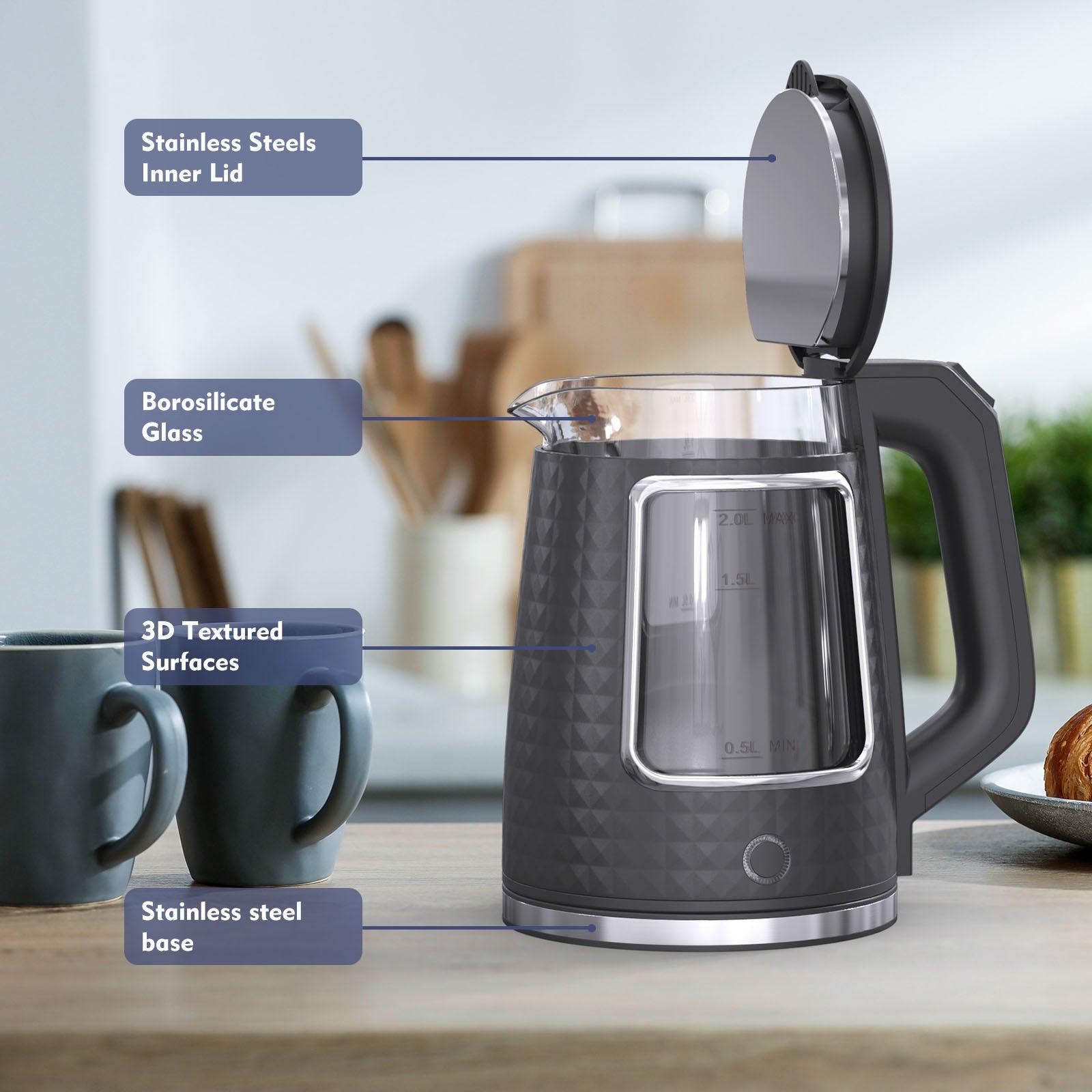 Stainless Steel Electric Tea Kettle - 2.0L Capacity, 1000W, Auto Shut-Off - Tophatter Daily Deals