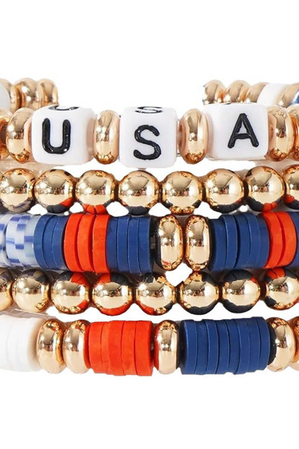 Multicolour 5pcs USA Independence Day Beaded Bracelet Set Bracelets - Tophatter Daily Deals