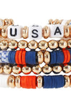 Multicolour 5pcs USA Independence Day Beaded Bracelet Set Bracelets - Tophatter Daily Deals