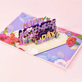 3D PopUp Flower Bouquet Cards Gifts Anniversary PopUp Mom Floral Bouquet Wife Invitation Card Greeting Cards Mothers Day Cards Postcard 0 - Tophatter Daily Deals