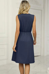 Pocketed V-Neck Wide Strap Dress Casual Dresses - Tophatter Daily Deals