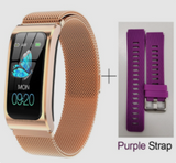 AK12 Intelligent Heart Rate Monitoring Bluetooth Sports Bracelet Gold With 1purple spare strap 0 - Tophatter Daily Deals