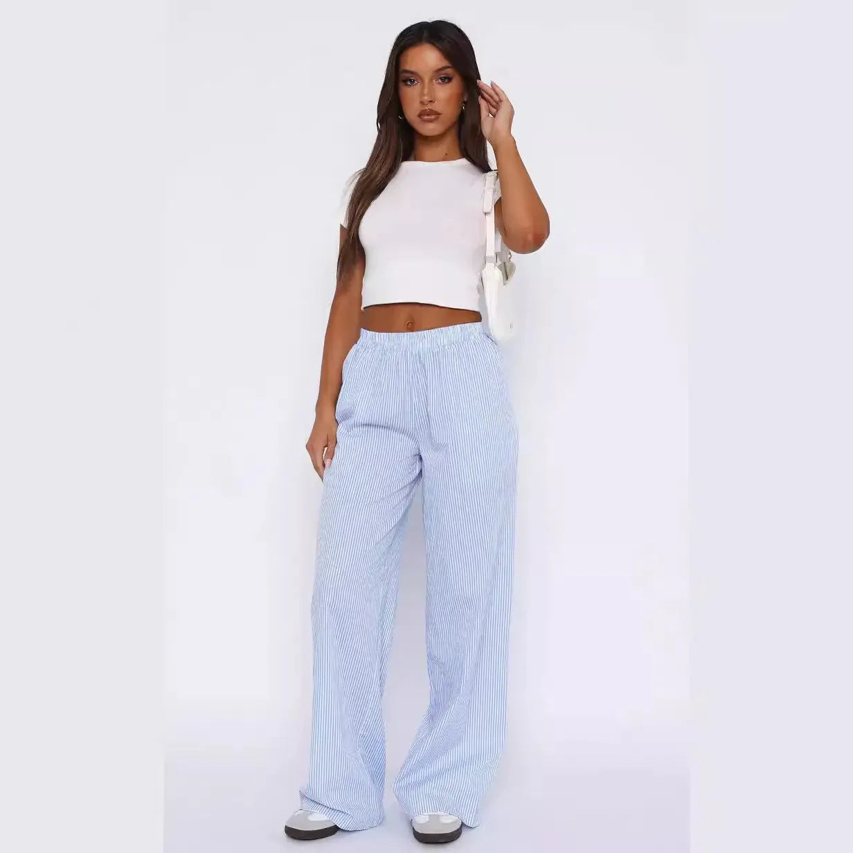 Fashion Casual Striped Trousers Summer Wide Leg Pants Men Pants - Tophatter Daily Deals