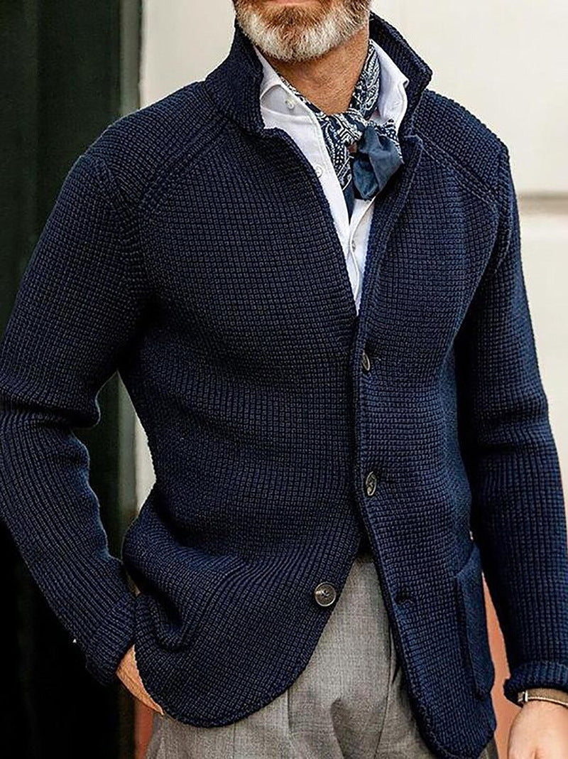 Warm Men's Cardigan - Stand Up Collar, Knitted, Commute 3D Changing Face Moving Picture Frame - Tophatter Daily Deals