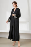 Contrast Lace Trim Satin Night Dress and Robe Set Loungewear Sets - Tophatter Daily Deals