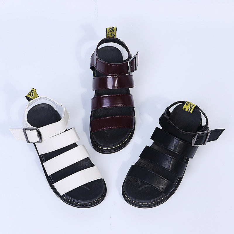 Buckle Sandals Flat PlatformThick Bottom Shoes Women Summer 0 - Tophatter Daily Deals