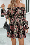 Floral Off-Shoulder Flounce Sleeve Dress Casual Dresses - Tophatter Daily Deals