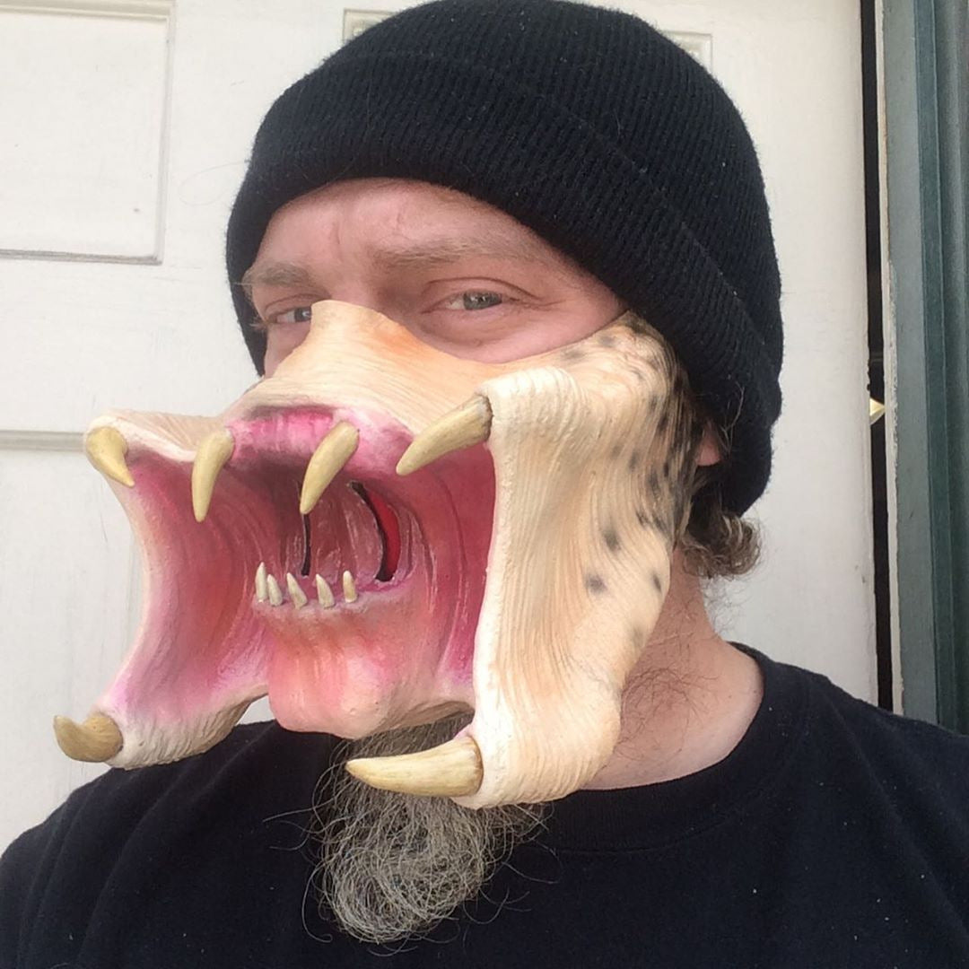 Latex Horror Mask Cannibal Mouth Cosplay Halloween 2025 3D Changing Face Moving Picture Frame - Tophatter Daily Deals