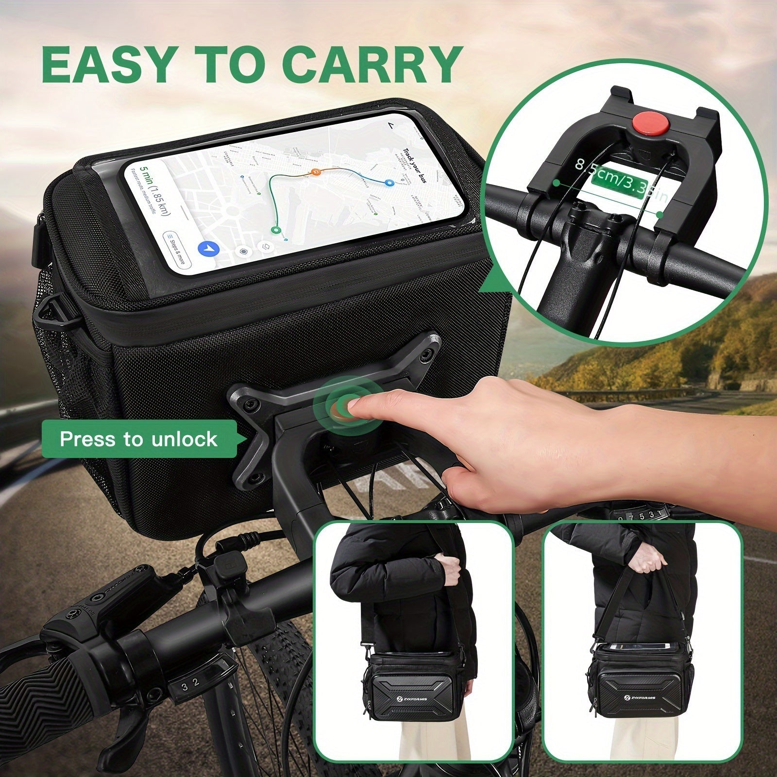 Bicycle Handlebar Bag with Phone Case Mount Sports & Fitness > Bikes & Accessories > Bicycle Bags - Tophatter Daily Deals