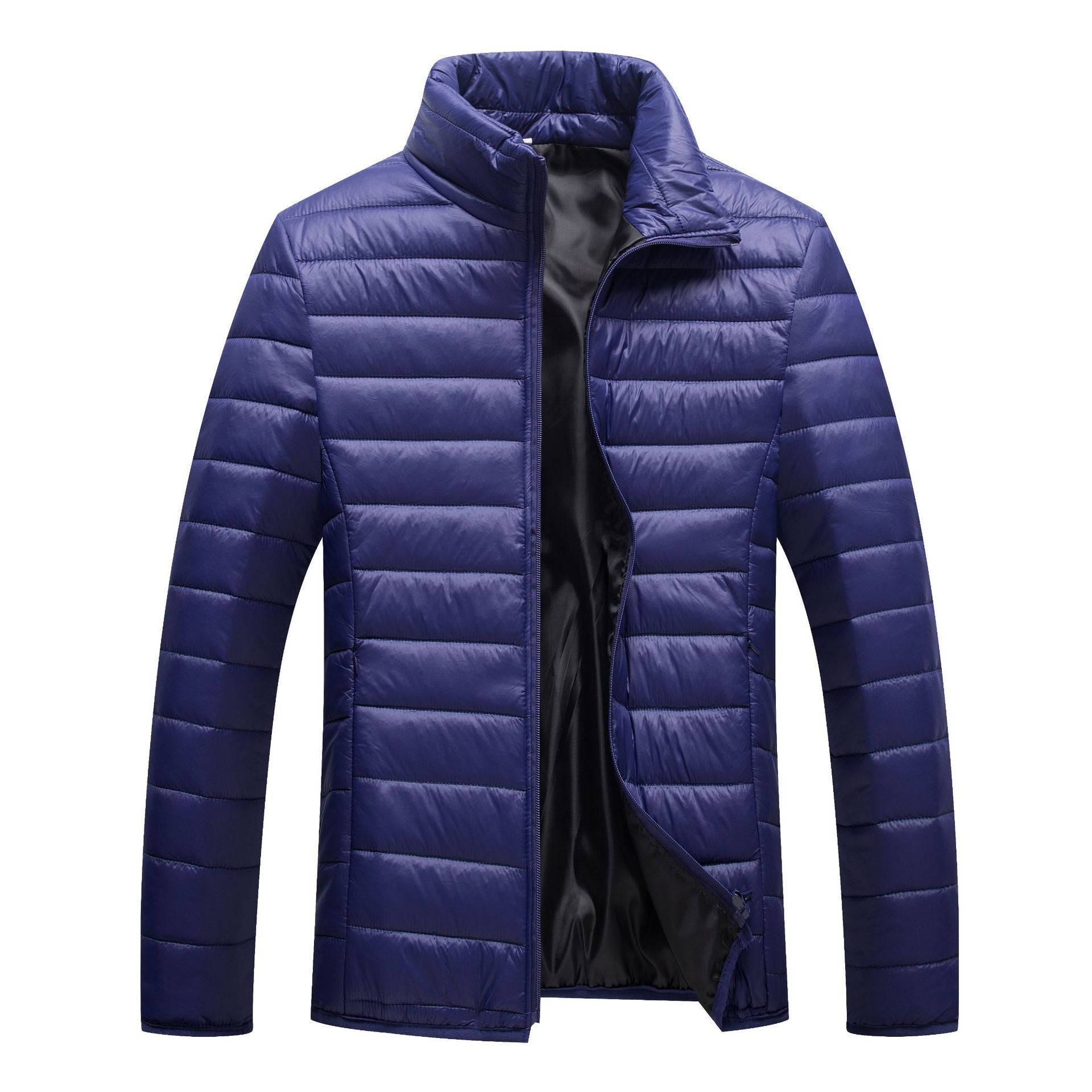 Lightweight Men's Puffer Jacket - Quilted Cotton, Casual Navy Blue 3D Changing Face Moving Picture Frame - Tophatter Daily Deals