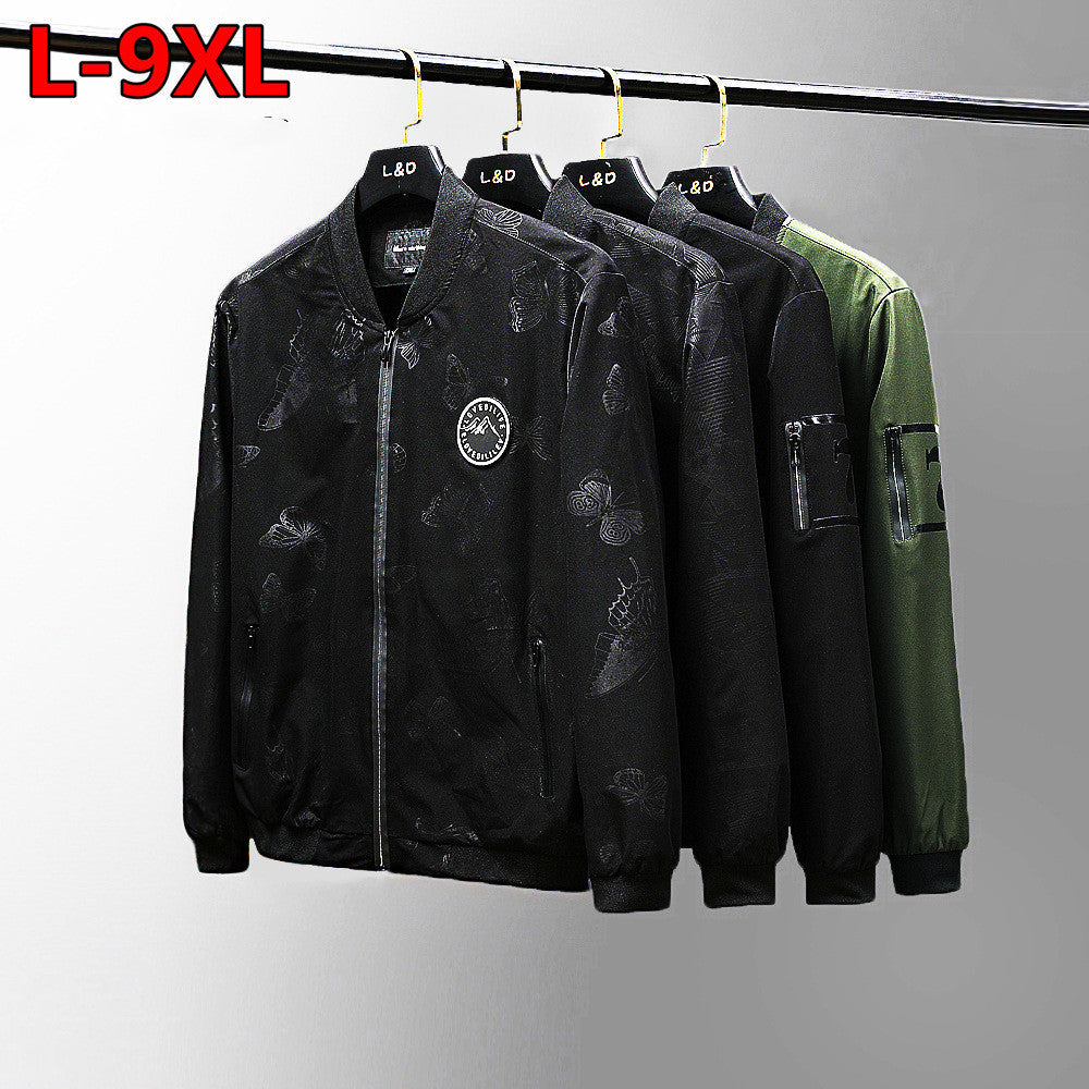 BLACK Plus Size Loose Clothes Men's Stand-up Collar Jacket 0 - Tophatter Daily Deals