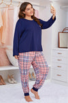 Plus Size Heart Graphic Top and Plaid Joggers Lounge Set Loungewear Sets - Tophatter Daily Deals