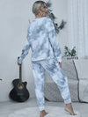 Tie-dye Round Neck Top and Drawstring Pants Lounge Set Loungewear Sets - Tophatter Daily Deals