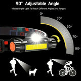 Rechargeable COB LED Headlamp with Magnetic Base - Spotlight and Floodlight, 90 Degree Tilt, USB Charging Outdoor Recreation - Tophatter Daily Deals