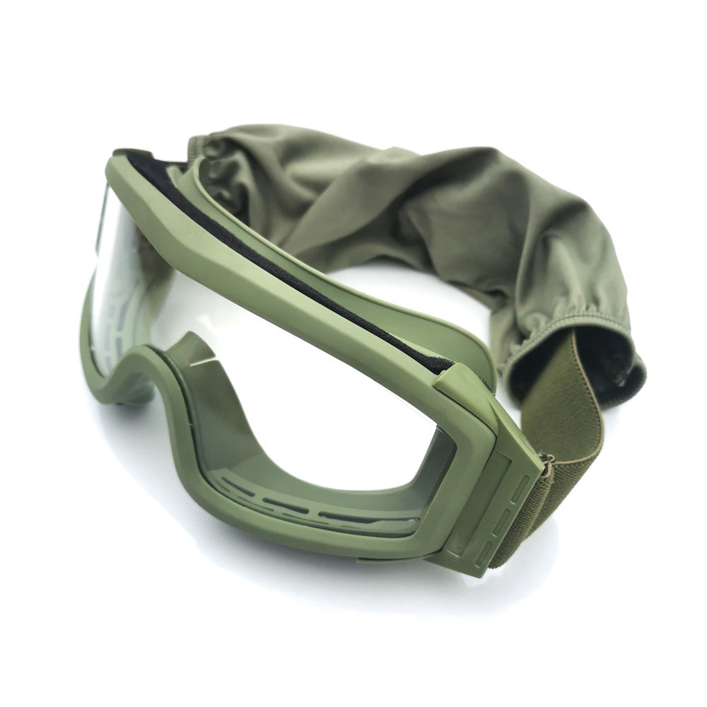 Against Wind And Sand Anti-shock Off-road Glasses Labor Protection Mirror Green Frame Transparent Sheet 0 - Tophatter Daily Deals