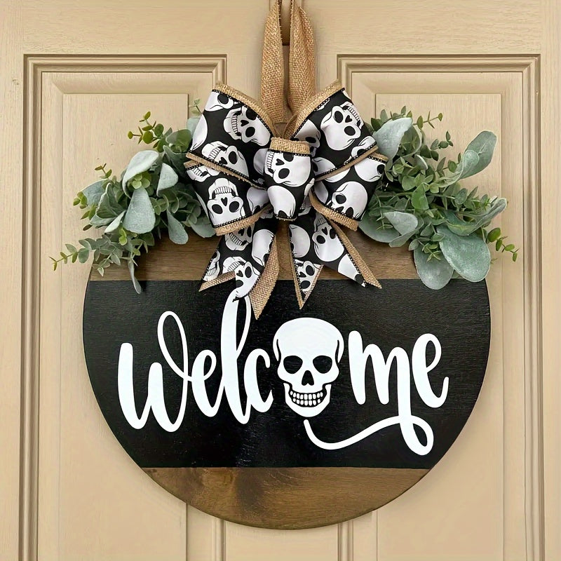 Halloween Skull Door Hanger Welcome Sign - Tophatter Daily Deals