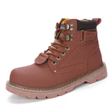 British Style Winter High-top Tooling Plus Velvet Korean Trendy Cowhide Rhubarb Boots Light brown 0 - Tophatter Daily Deals