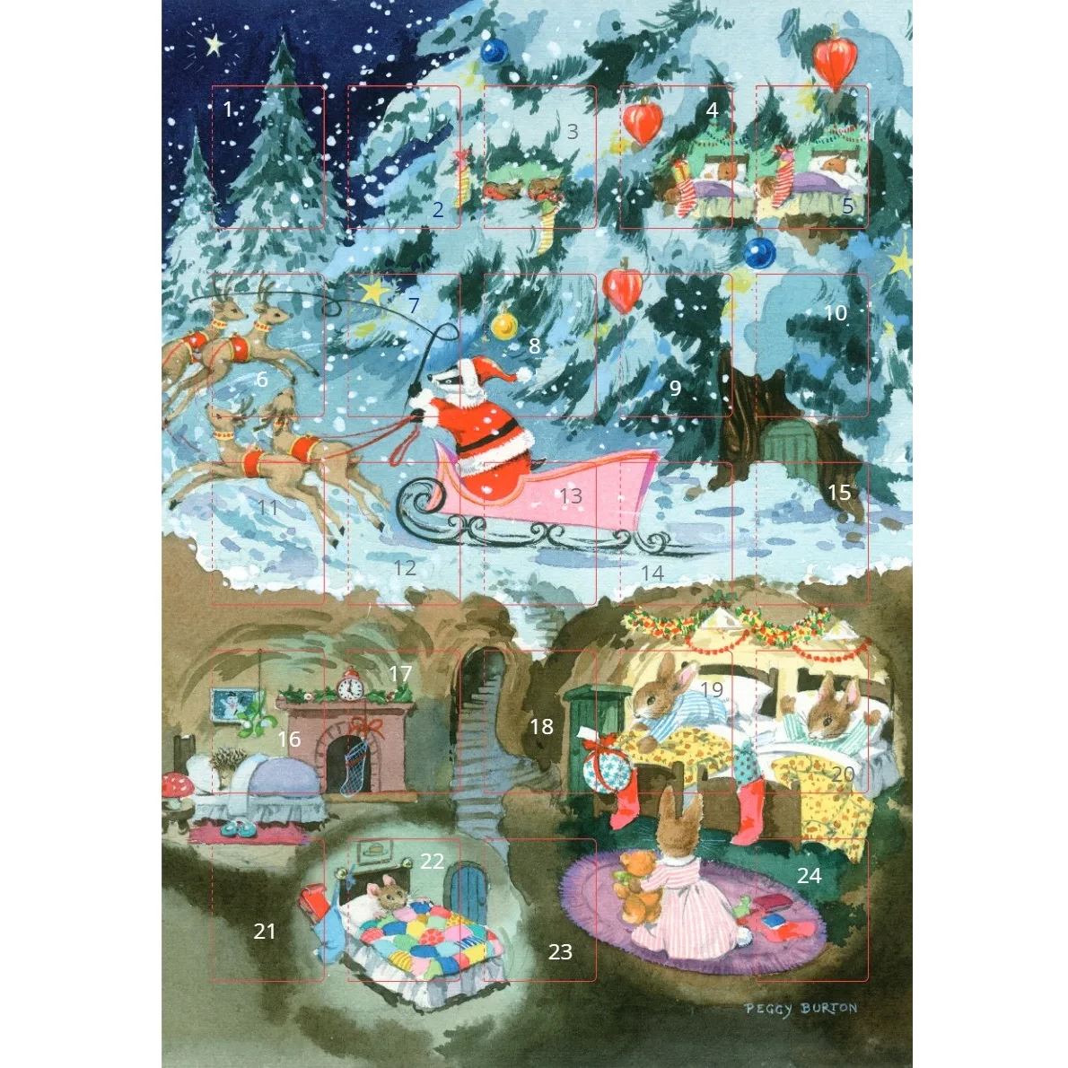 Badger Father Christmas Advent Calendar Greetings Card | Advent Calendar - A5 Advent Calendar - Tophatter Daily Deals