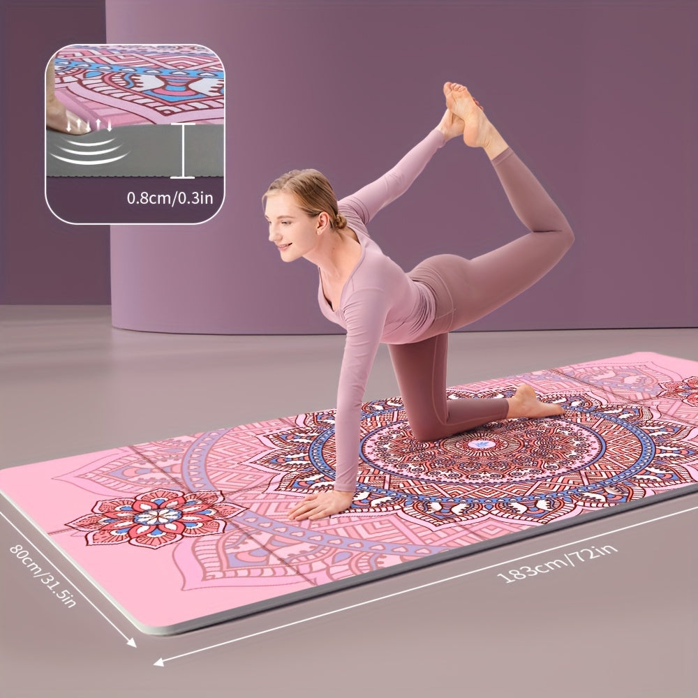Foldable TPE Yoga Mat Pink Non-Slip Yoga & Pilates Mats - Tophatter Daily Deals