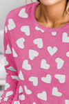 Heart Print Round Neck Top and Shorts Lounge Set Loungewear Sets - Tophatter Daily Deals