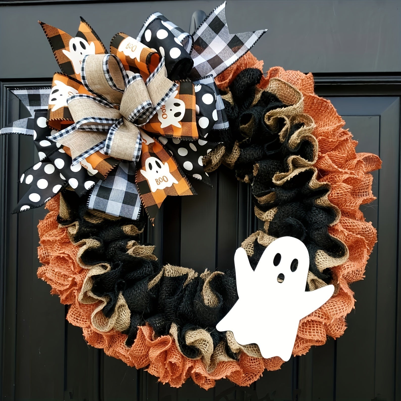 Halloween Spooky Wreath Door Mount Decoration Halloween - Tophatter Daily Deals