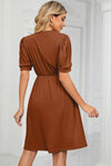 V-Neck Puff Sleeve Dress Casual Dresses - Tophatter Daily Deals