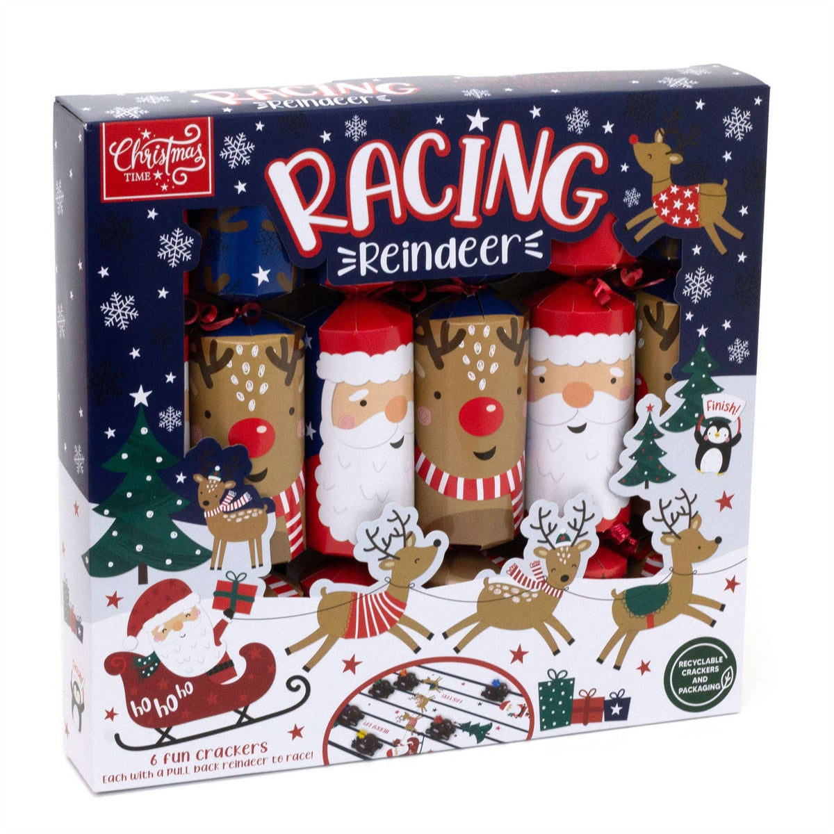 6 Racing Reindeer Christmas Crackers | Family Crackers with Pull-Back Reindeers Christmas Cracker - Tophatter Daily Deals