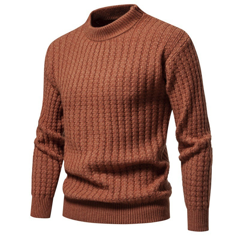 Warm Men's Knit Sweater - Round Neck Ribbed Knit, Autumn Yellow Brown 3D Changing Face Moving Picture Frame - Tophatter Daily Deals