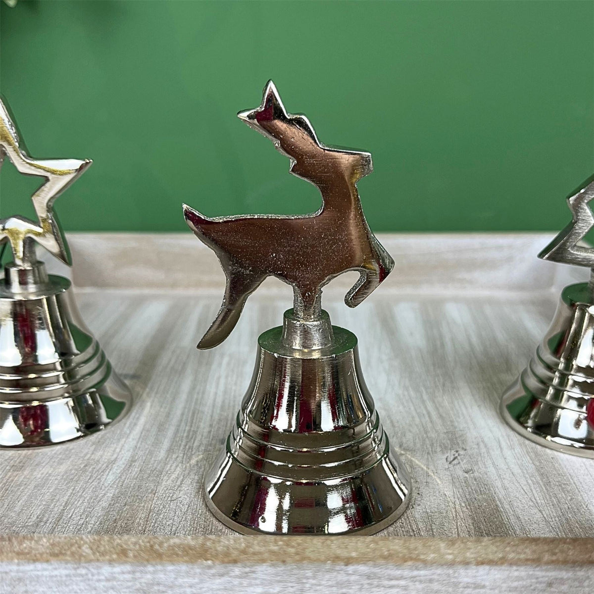 Mini Silver Nickel Christmas Bell | Small Hand Bell Dinner & Service Bell - 10cm Bell - Tophatter Daily Deals