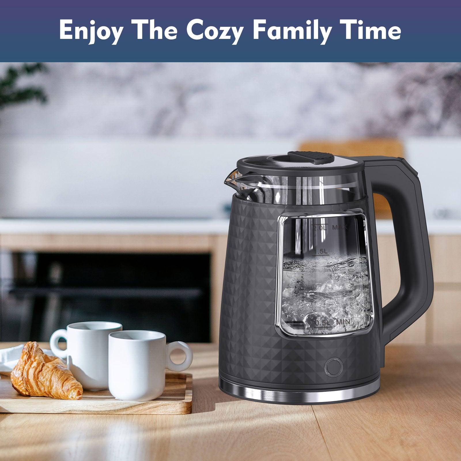 Stainless Steel Electric Tea Kettle - 2.0L Capacity, 1000W, Auto Shut-Off - Tophatter Daily Deals