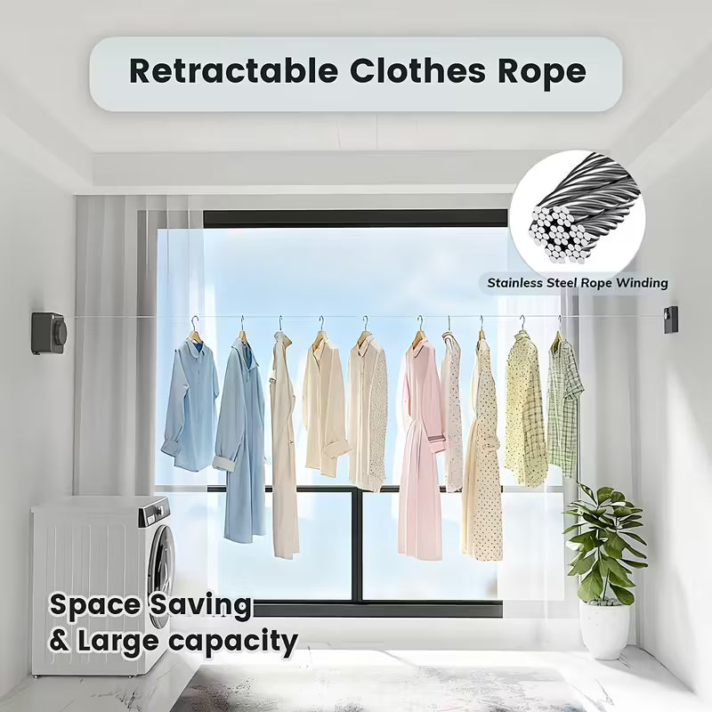 Retractable Clothesline – Heavy-Duty Wall-Mount Laundry Rack Home Improvement - Tophatter Daily Deals