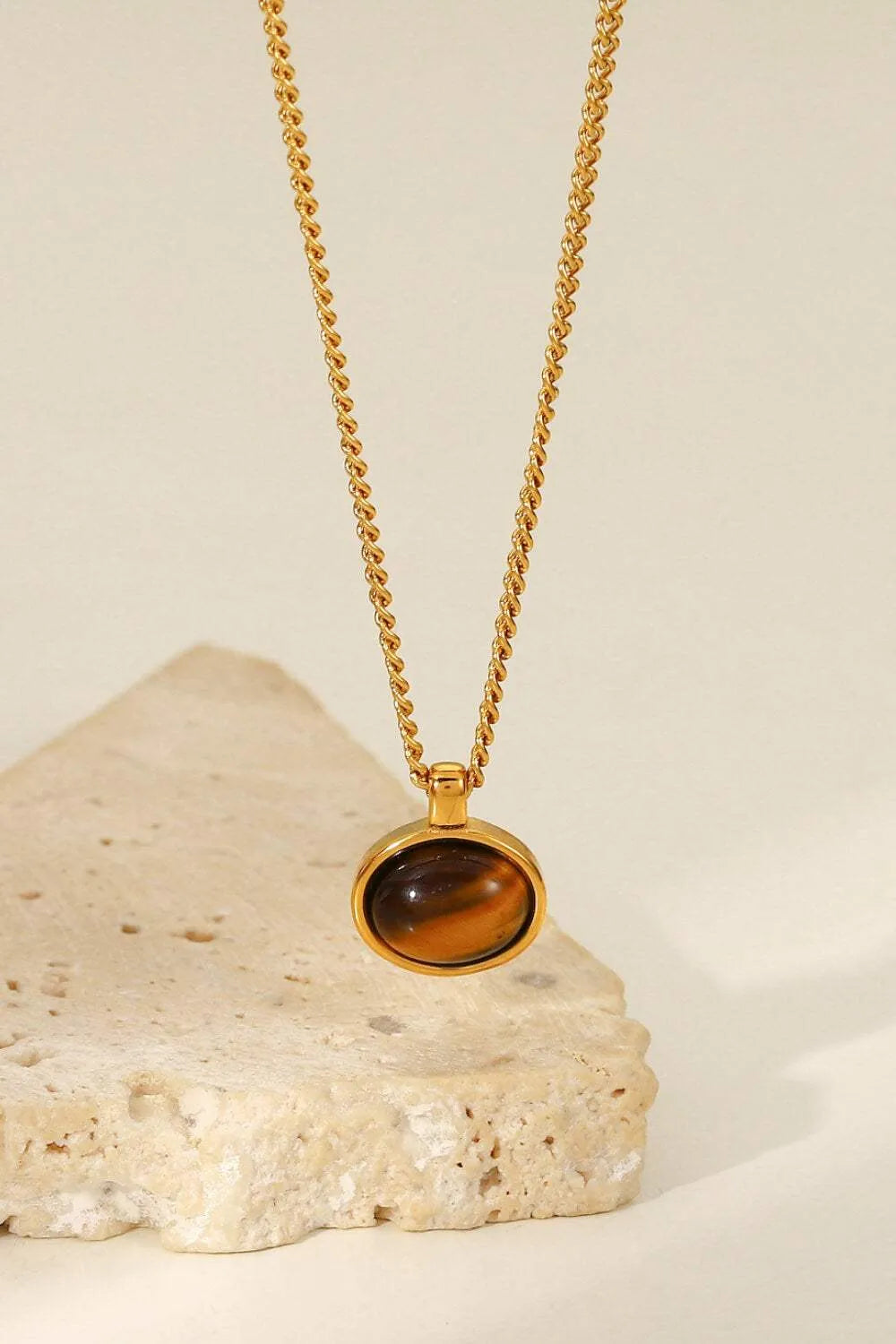 Natural Stone Geometric Pendant Necklace Necklaces - Tophatter Daily Deals