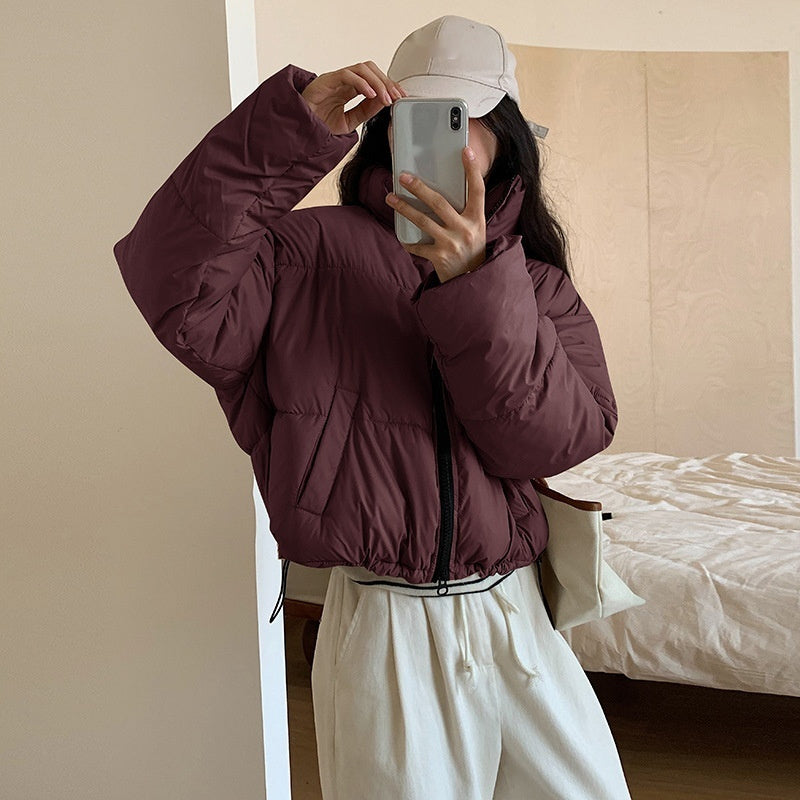 Insulating Women’s Cropped Puffer Coat - Boxy Polyester Red 3D Changing Face Moving Picture Frame - Tophatter Daily Deals