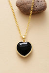 Natural Stone Heart Pendant Necklace Black One Size Necklaces - Tophatter Daily Deals