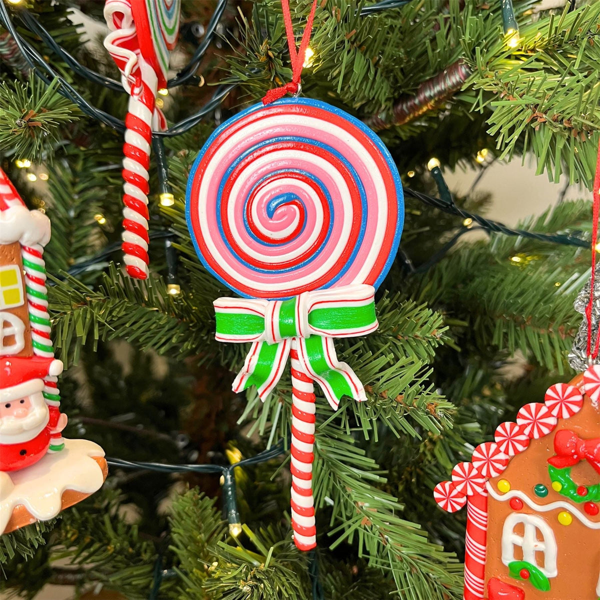Lollipop Christmas Bauble | Candy Cane Lolly Christmas Tree Ornament - 16cm Baubles - Tophatter Daily Deals