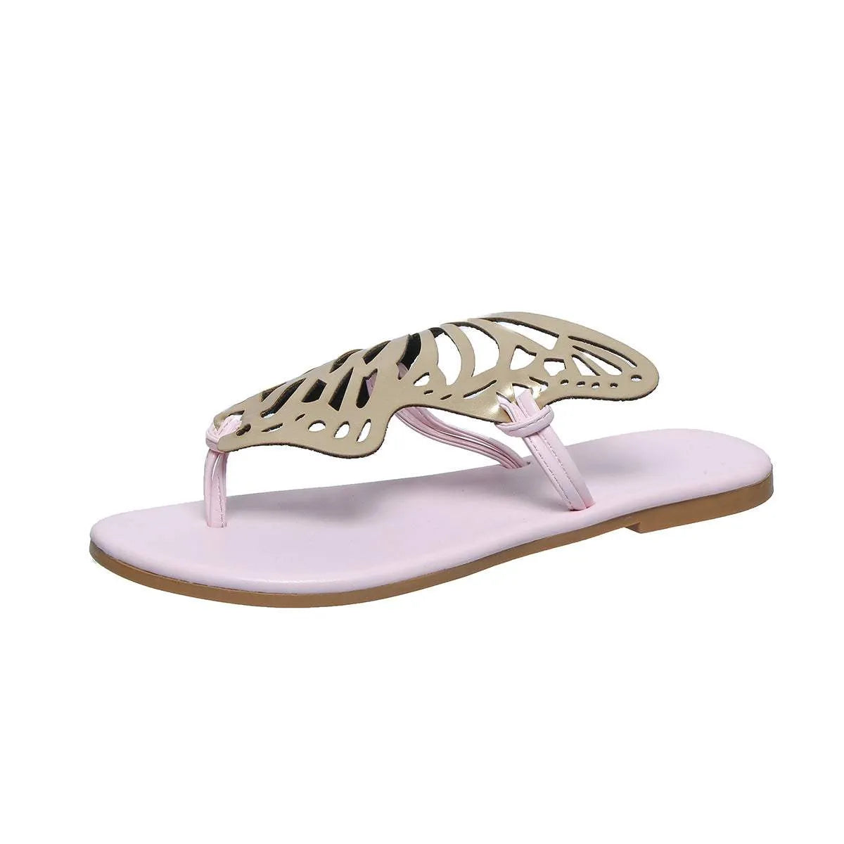 Fashion Hollow Butterfly Flip-Flops Summer Sandals For Women Casual Beach Shoes New Low Heel Flat Slides Slippers Pink Humidifier - Tophatter Daily Deals