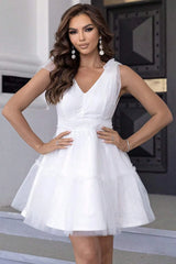 V-Neck Shoulder Detail Mesh Dress Cocktail Dresses - Tophatter Daily Deals