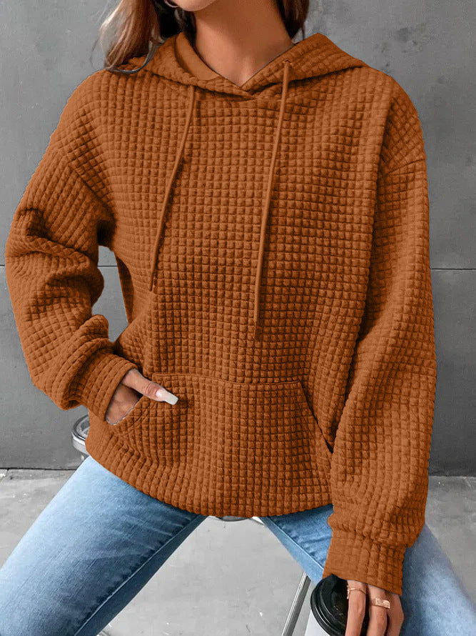 Soft Cozy Women’s Hoodie Sweater - Waffle Knit Layering Brown 3D Changing Face Moving Picture Frame - Tophatter Daily Deals