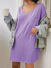 Pocketed V-Neck Short Sleeve Tee Dress Casual Dresses - Tophatter Daily Deals