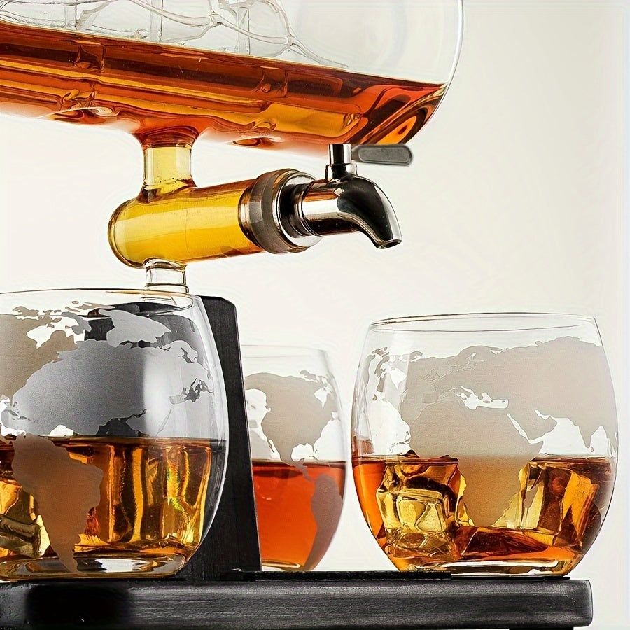Skull Globe Wine Aerator Set with 4 Glasses Kitchen Appliances - Tophatter Daily Deals