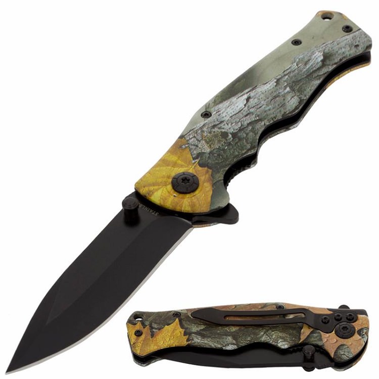 Spring Assisted Open Pocket Knife Outdoor Camo - TOPHATTER'S ARMORY DEALS Collectible Weapons - Tophatter Daily Deals