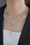 Stainless Steel Two-Piece Necklace Set Silver One Size Necklaces - Tophatter Daily Deals