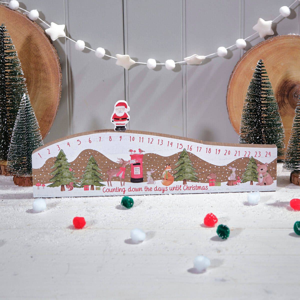 Children's Winter Wonderland Wooden Christmas Advent Calendar Block - 38cm Advent Calendar - Tophatter Daily Deals