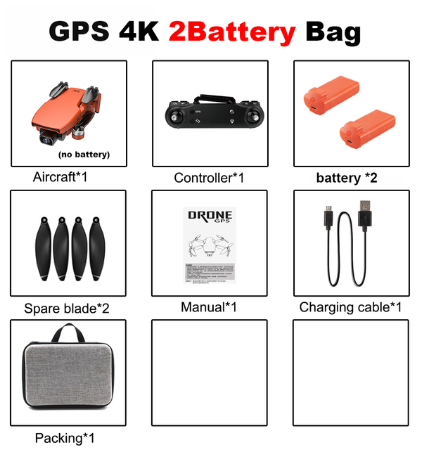 4K Aerial Camera New Product Remote Control Plane Orange Two power 0 - Tophatter Daily Deals
