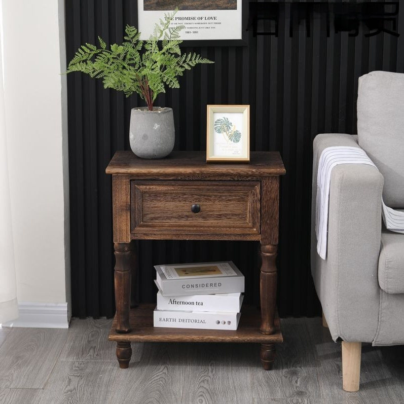 Bedside Table Small American Solid Wood Walnut Modern Minimalist 0 - Tophatter Daily Deals