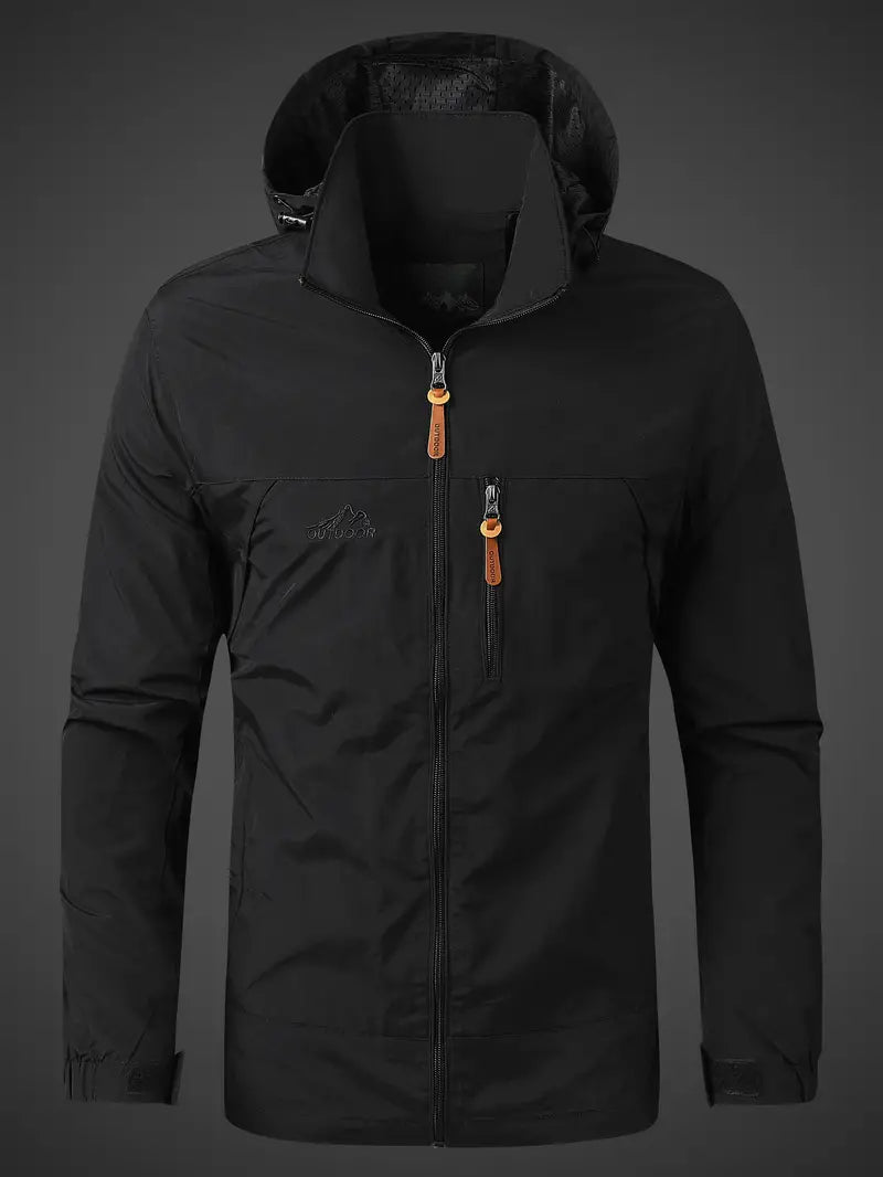 Waterproof Mens Outdoor Jacket - Athletic Technical Shell Black - Tophatter Daily Deals
