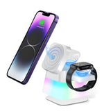 4 In 1 Rotatable Colorful Lighting Wireless Charger Stand For Phone 15 14 13 12 Pro Max 8 7 Holder Magnetic Fast Charging Station White 0 - Tophatter Daily Deals