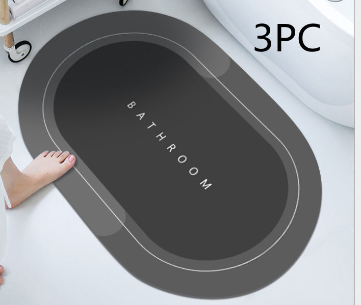 Bathroom Absorbent And Quick-drying Floor Mat Dark Grey 3PCS 0 - Tophatter Daily Deals